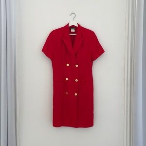 Vintage red double breasted button up dress